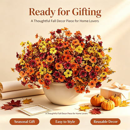 Fall Artificial Flower Halloween 12pcs. UV Resistant Colorful Fake Flower🍂