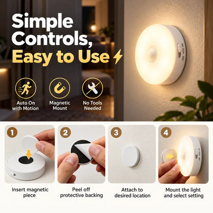 🎁Rechargeable Motion Sensor Night Light – Wireless Magnetic LED Light