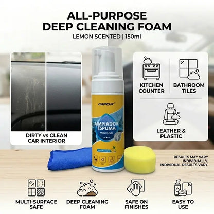 🚗 QIFOR 4-in-1 Multi-Enzyme Foam Spray Cleaner – Heavy Duty Deep Cleaning Foam for Car Interior, Sofa, Upholstery & Household Stain Removal 🧼✨