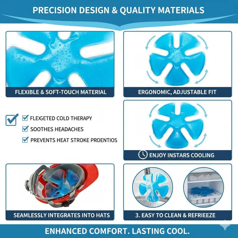 ❄️Reusable Cooling Gel Ice Packs for Hard Hats & Caps