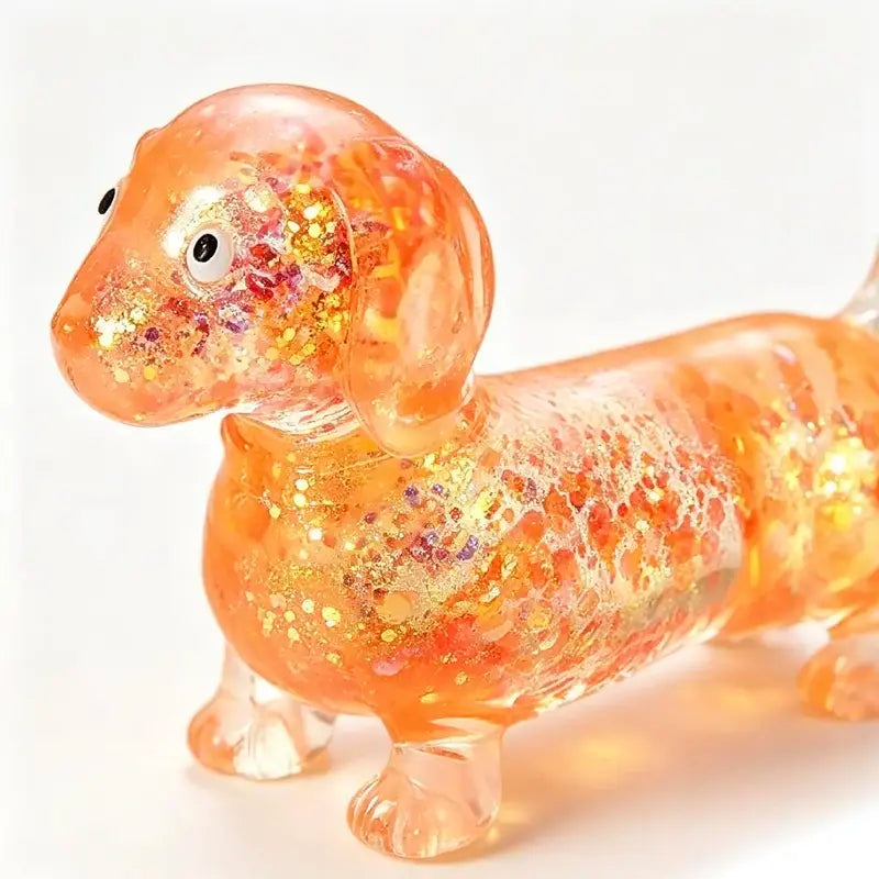 Sparkly Dachshund Squishy Stress Relief Toy – Cute Stretchy Anxiety Fidget for Kids & Adults