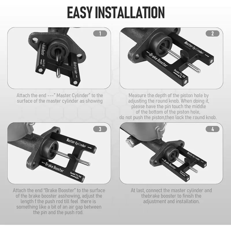 GJANSH Brake Adjustment Tool. Brake Booster Rod Adjustment Tool. Brake booster with master cylinder.Pushrod Power For Adjustable Braking Distance of Brake Pedal(N48 Magnetic CNC Aluminum)