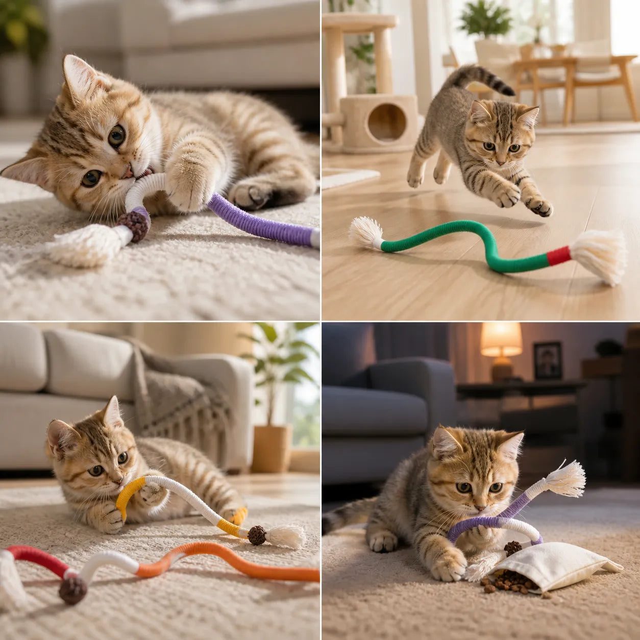 3pcs Interactive Cat Chew Rope Toys for Dental Care &amp; Play