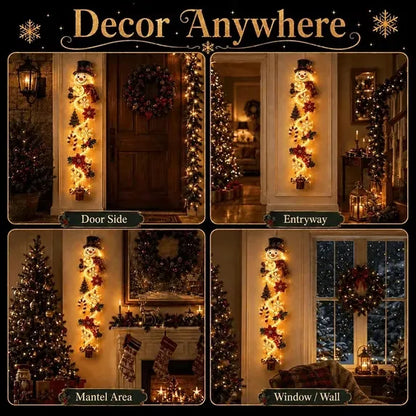 🎁Lighted Christmas Door Hanger – Glowing Santa, Snowman & Reindeer Holiday Wall Decor