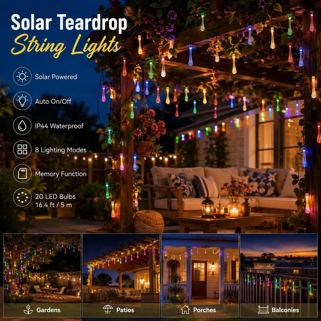 Solar Teardrop String Lights — Shopify High-Converting Landing Page