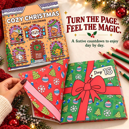 🎁Christmas Advent Calendar Coloring Book, 24-Day Holiday Countdown Activity Book, Festive Christmas Coloring Pages for Kids & Adults, Creative Christmas Gift