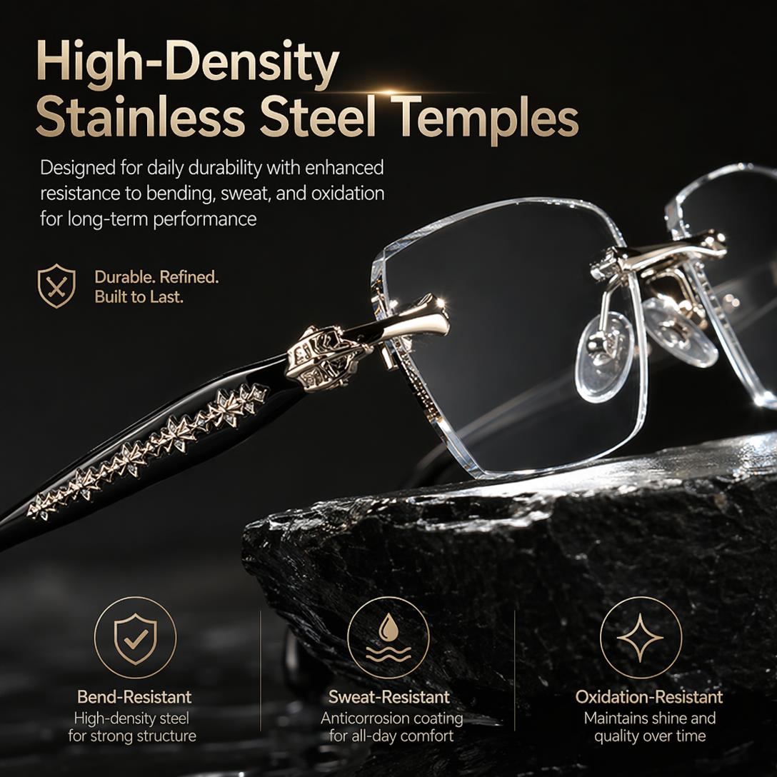 Stainless steel temples