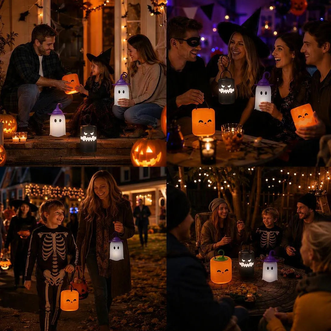 Pull-Up Halloween Lanterns With Fun LED Character Designs