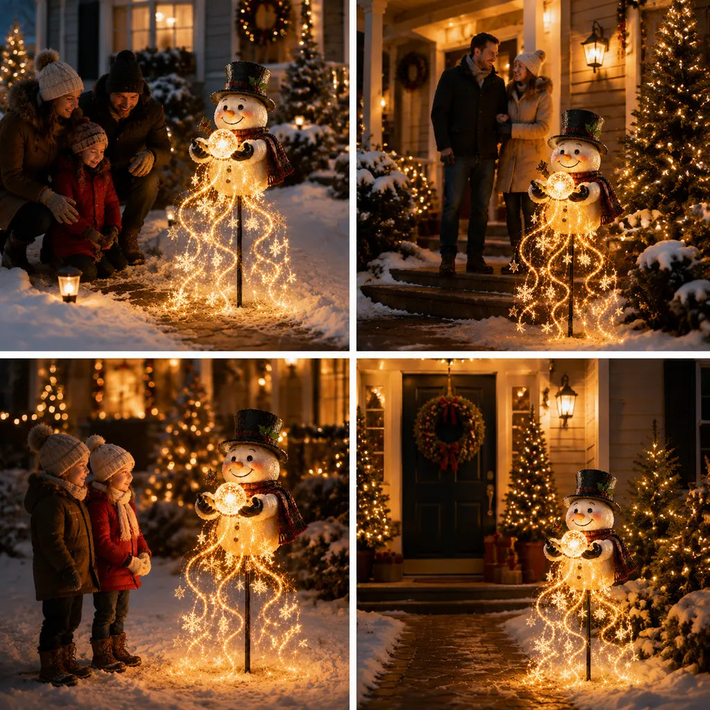 Snowman Magic Fountain Solar Christmas Light