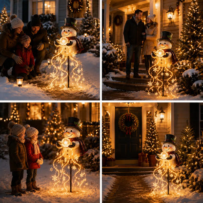 Snowman Magic Fountain Solar Christmas Light