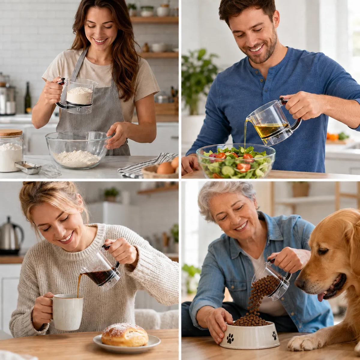 Adjustable 4-in-1 Measuring Cup with Dual Scale