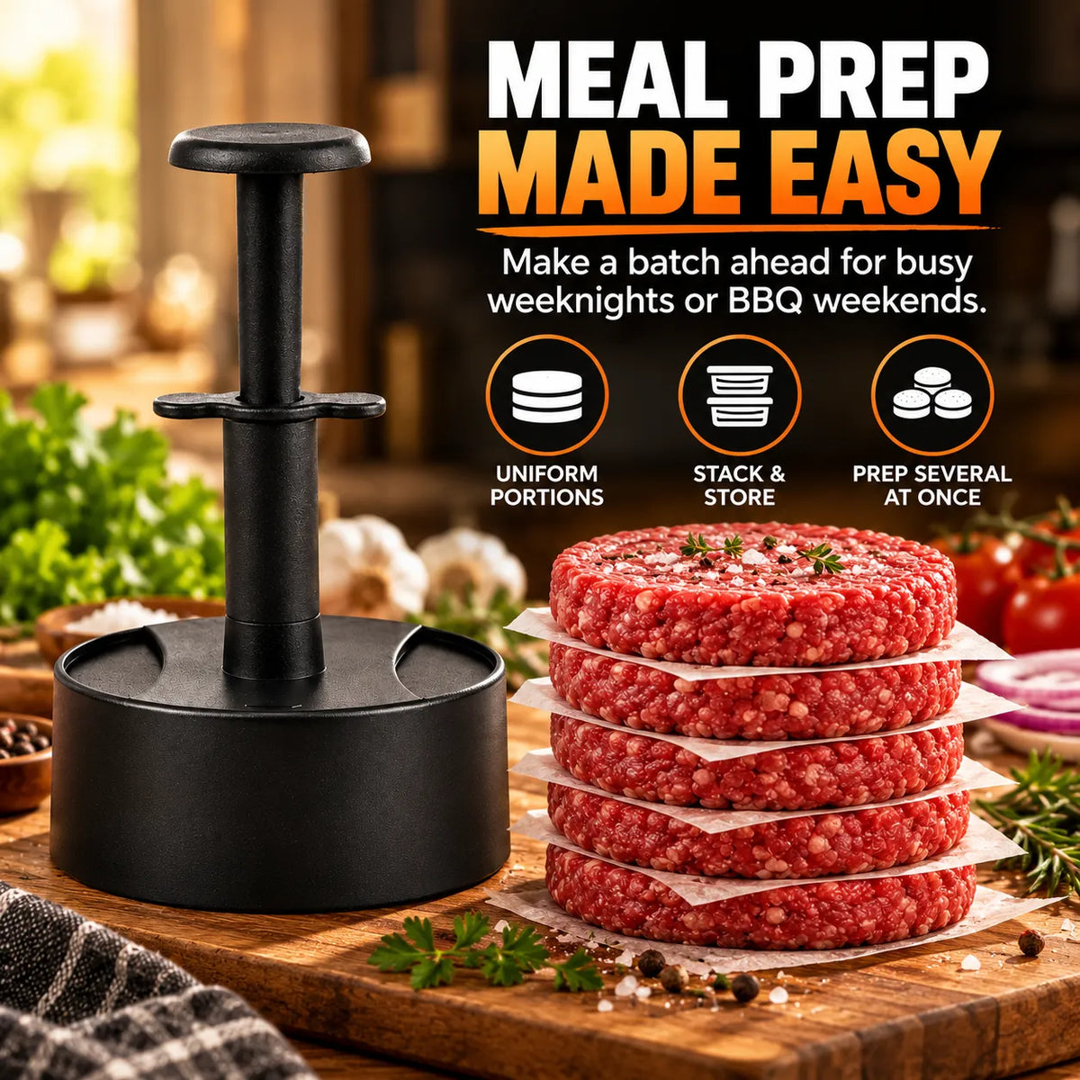 🎁Hamburger Patty Maker with Press Handle – Easy Burger Mold