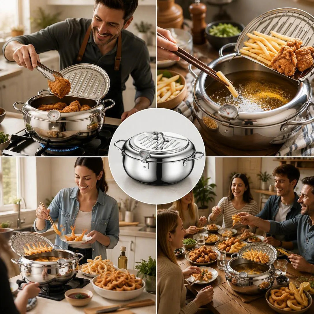 304 Stainless Steel Deep Fryer Pot With Thermometer