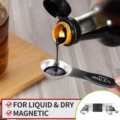 🎁9-Piece Magnetic Stainless Steel Measuring Spoon Set – Dual-Sided for Cooking & Baking