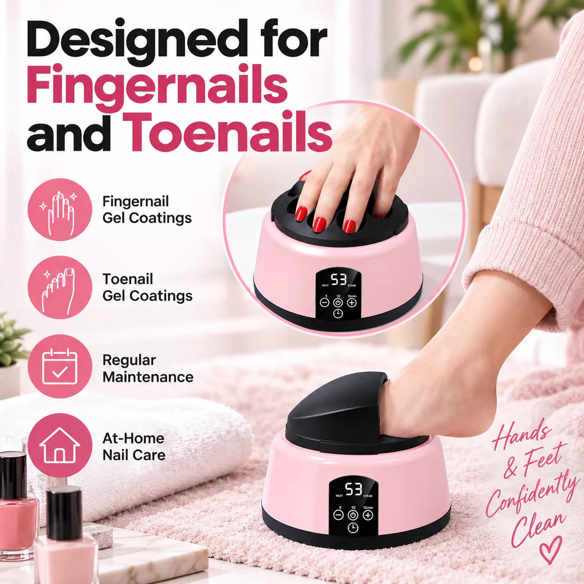 🎁Steam Gel Nail Polish Remover – Adjustable Temperature & Timer for At-Home Nail Care