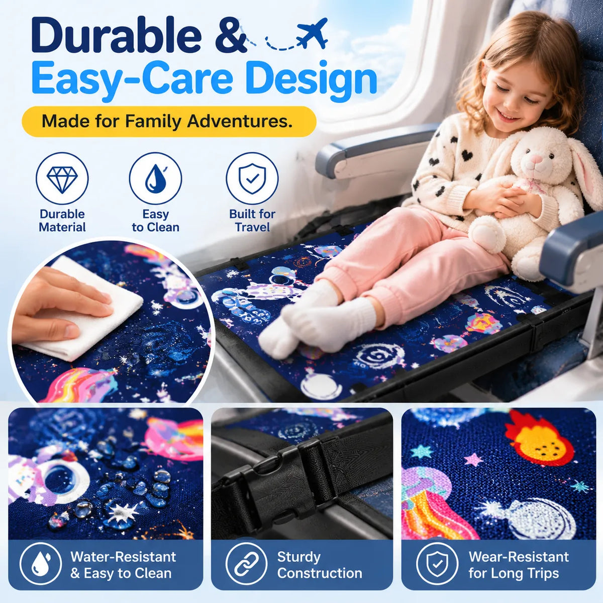 🎁Kids Airplane Seat Extender – Portable Travel Hammock Bed with Adjustable Straps & Foot Support for Toddlers and Long-Haul Flights