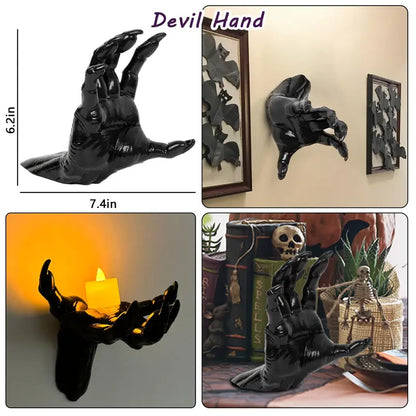 3-Pack Creepy Reaching Hands Halloween Wall Decor with LED Candles
