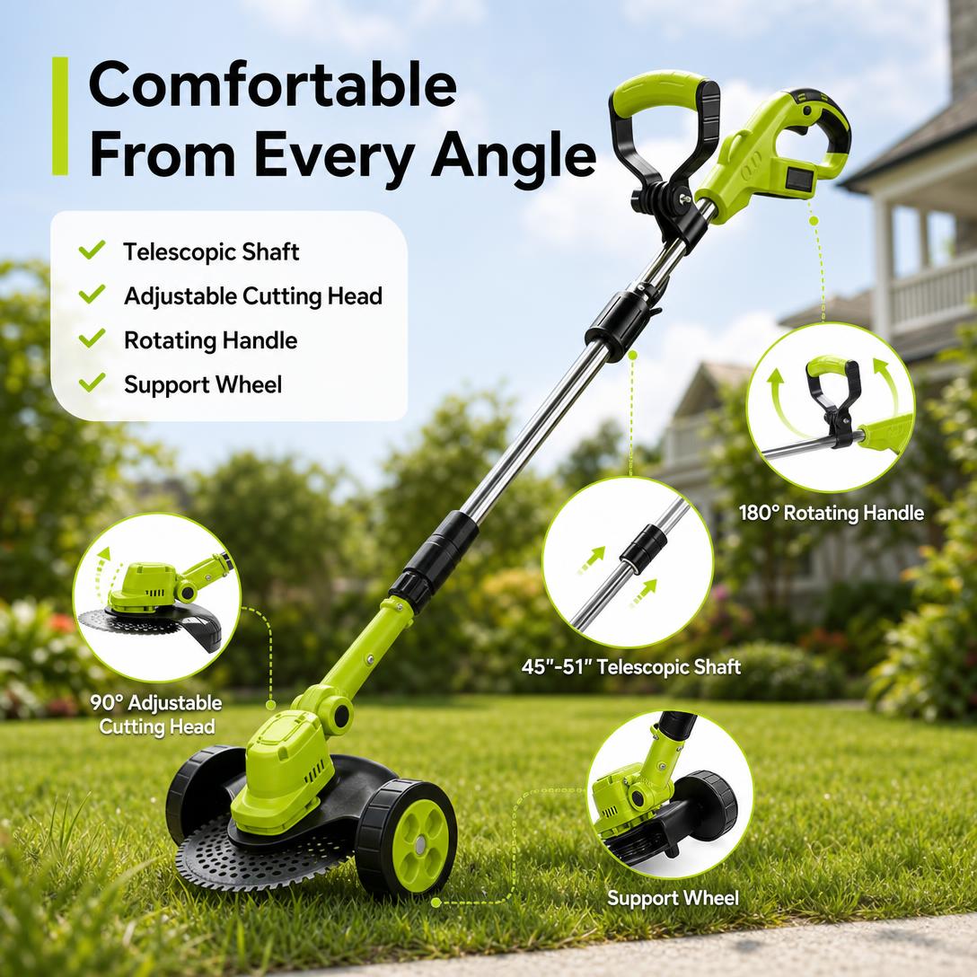 🌿21V Cordless 3-in-1 Grass Trimmer, Edger & Mini Mower