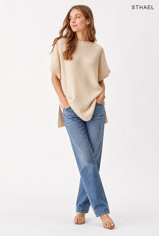 Women's Relaxed Knit Batwing Sleeve Sweater