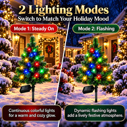 🎁2-Pack Solar Christmas Tree Lights – Colorful LED Outdoor Holiday Decorations