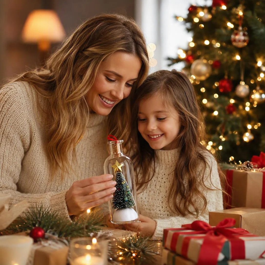 Recordable Christmas Message Bottle Keepsake With Snowy Tree