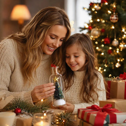 Recordable Christmas Message Bottle Keepsake With Snowy Tree
