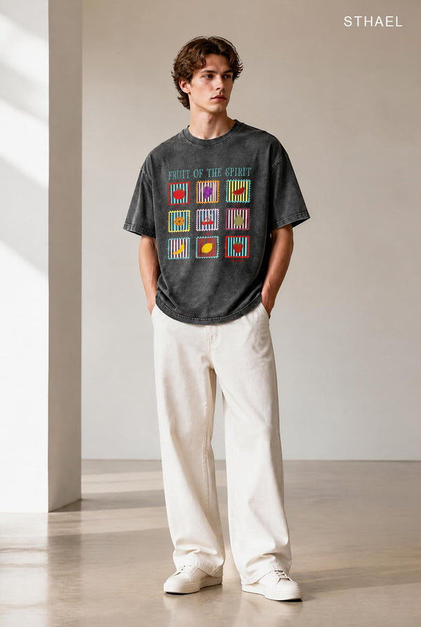Unisex Vintage Washed Cotton Graphic T-Shirt