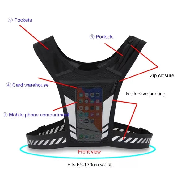 🎁Hands-Free Reflective Running Vest with Multi-Pocket Storage