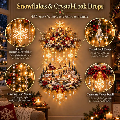 🎁Illuminated Christmas Tree &amp; Snowy Village Wall Hanging
