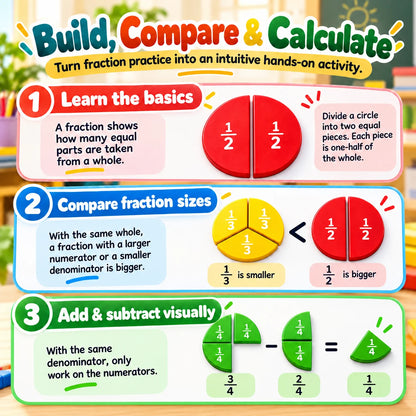 🎁Magnetic Fraction Learning Book – Hands-On Math Manipulative for Kids