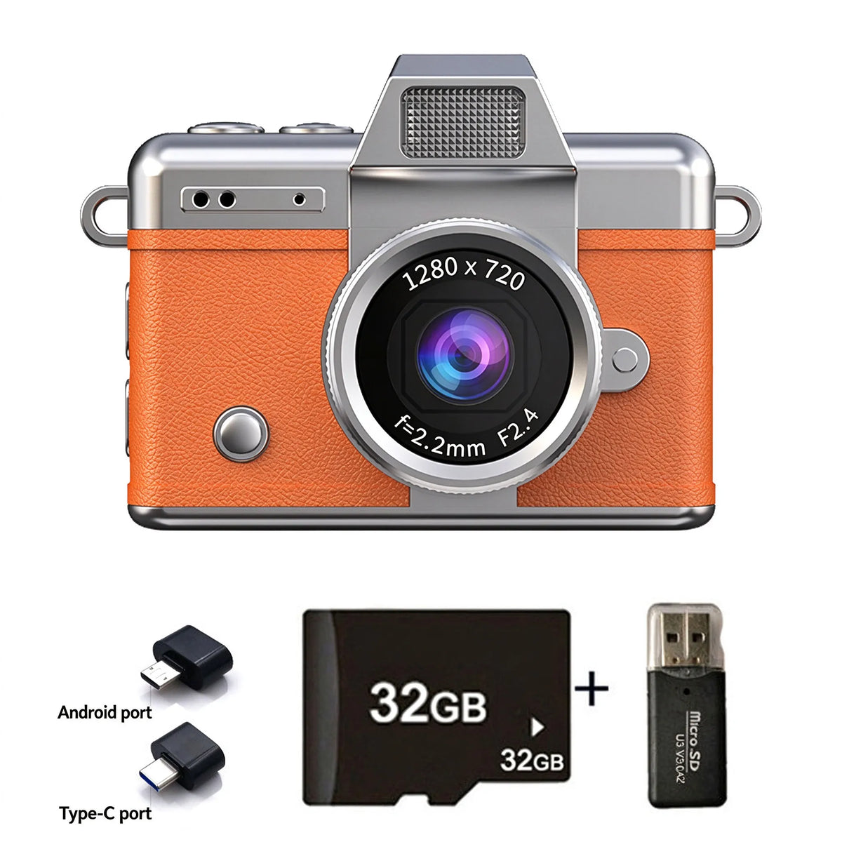 🎁1080P Mini Keychain Digital Camera – Retro Pocket Camera with Flip Screen & Flash, 32GB/64GB Card & Charging Cable Included