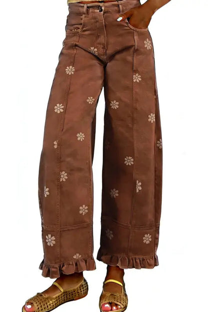 Women’s Printed Wide Leg Barrel Jeans With Y2K Style
