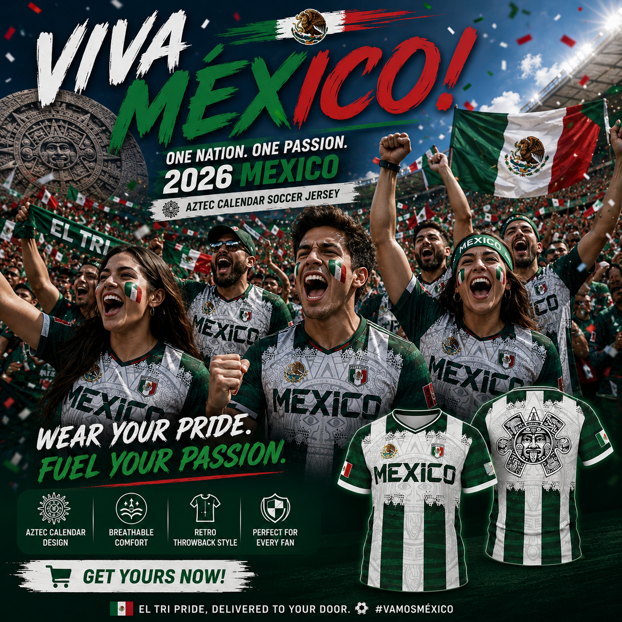 🇲🇽 2026 Mexico Aztec Calendar Soccer Jersey ⚽☀️