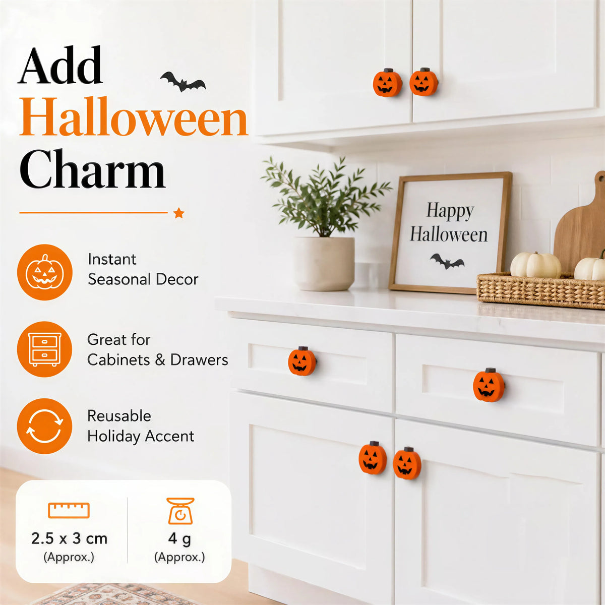 10Pcs Pumpkin Cabinet Knob Covers — Instant Halloween Decor