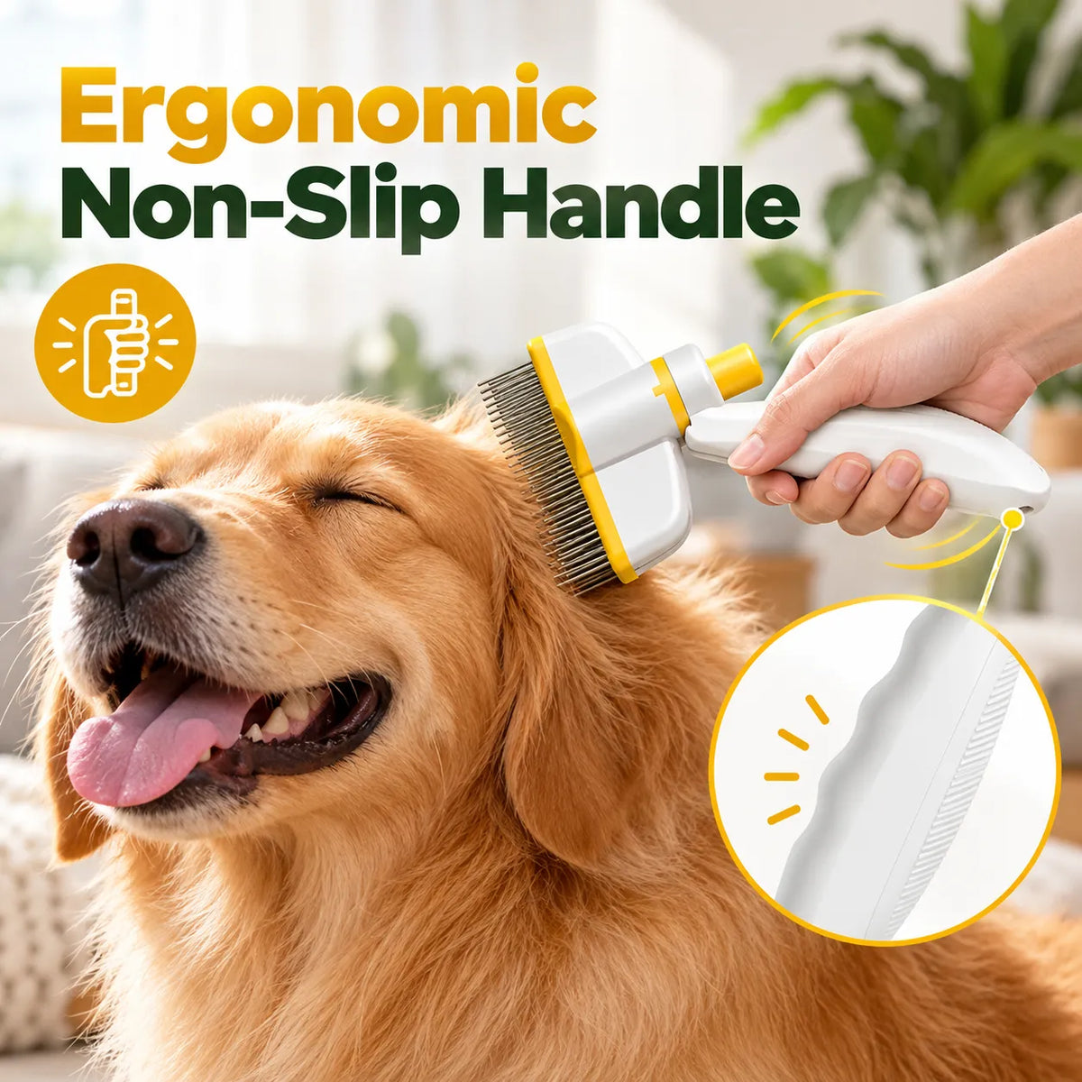 🎁Self-Cleaning Pet Grooming Brush with 180° Rotating Head – Rounded Stainless Steel Pins for Dogs & Cats