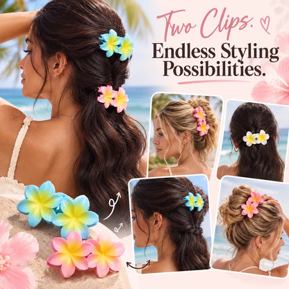 🎁Flower Hair Clips for Women, Strong Hold No-Slip Hair Accessories, Seamless Magnetic Clasp, Stylish Hawaiian Flower Hair Barrettes for Thick & Curly Hair