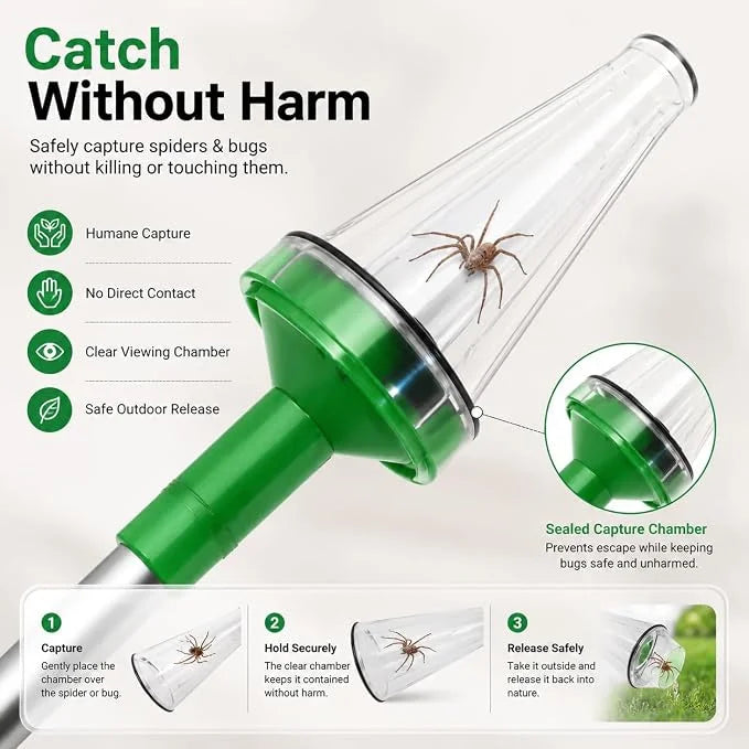 🎁32.7-Inch Foldable Spider &amp; Bug Catcher With Long Handle