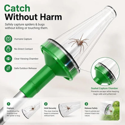 🎁32.7-Inch Foldable Spider &amp; Bug Catcher With Long Handle