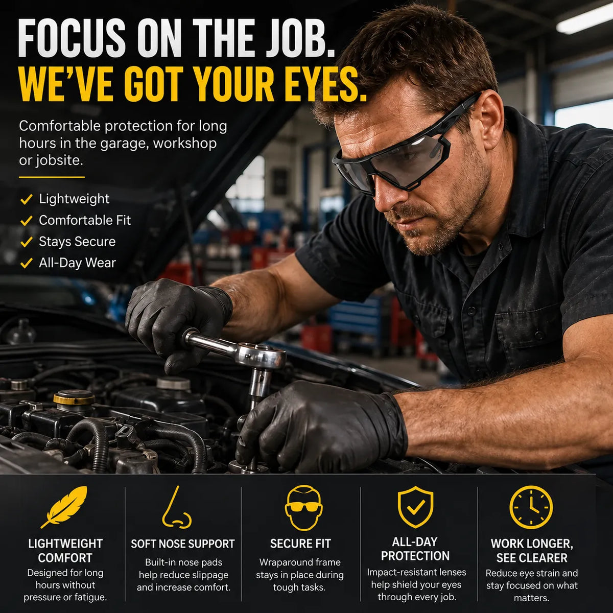 🎁Photochromic Safety Glasses With Wraparound Protection & Removable Foam Lining