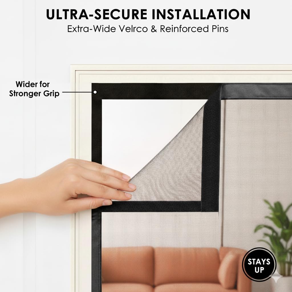 Premium Magnetic Screen Door, Heavy-Duty Reinforced Mesh