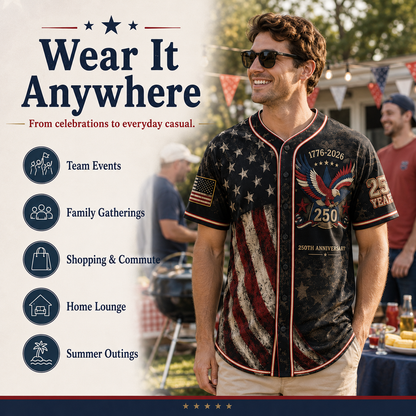 America 250th Anniversary Baseball Jersey | 1776-2026 Patriotic USA Jersey | 4th of July Gift