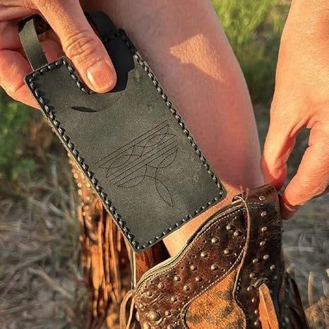 🎁2 Pcs Western Leather Boot Wallet Set With Snap Strap