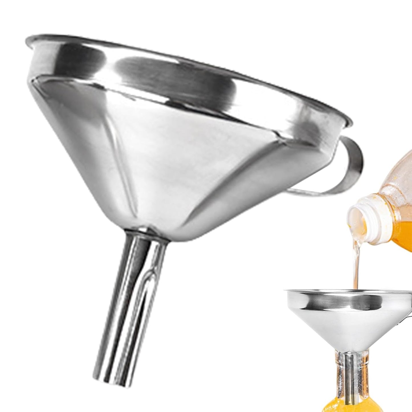 Stainless Steel Kitchen Funnel with Fine Mesh Filter – Food Grade Funnel Set for Oils, Liquids & Baking