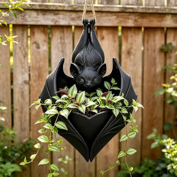 Gothic Bat Hanging Planter For Halloween Decor