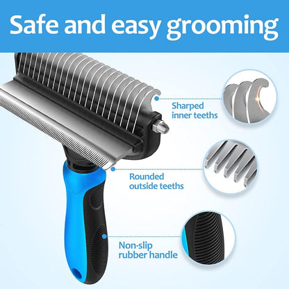 ❤️2-in-1 Undercoat Rake & Deshedding Brush for Dogs & Cats