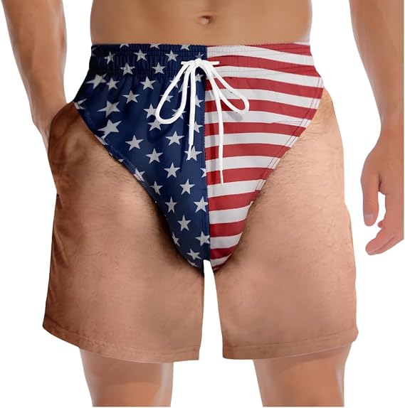 Personalized Funny Patriotic Mens Swim Trunks