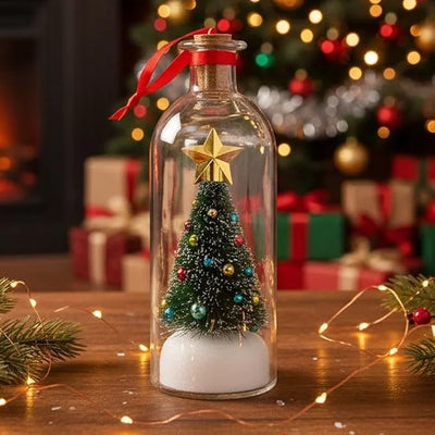 Recordable Christmas Message Bottle Keepsake With Snowy Tree