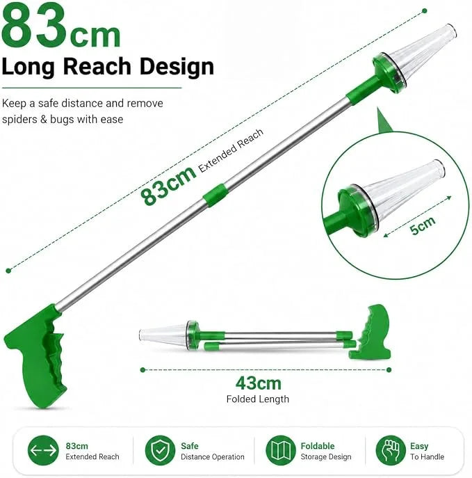 🎁32.7-Inch Foldable Spider &amp; Bug Catcher With Long Handle
