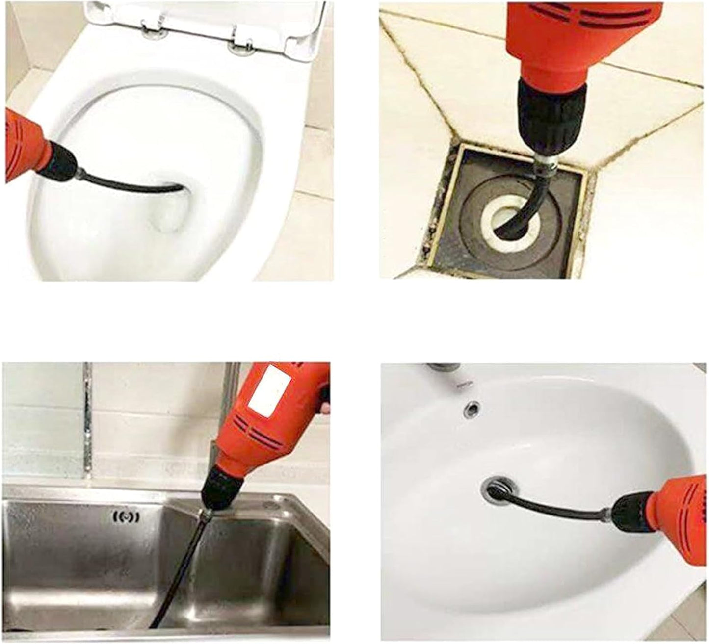 10mm Heavy-Duty Drain Auger Snake Cable with Drill Adapter