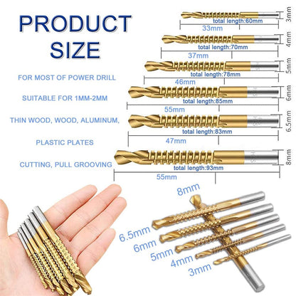 8 Pack Titanium Coated HSS Twist Drill Bits - 3-10mm
